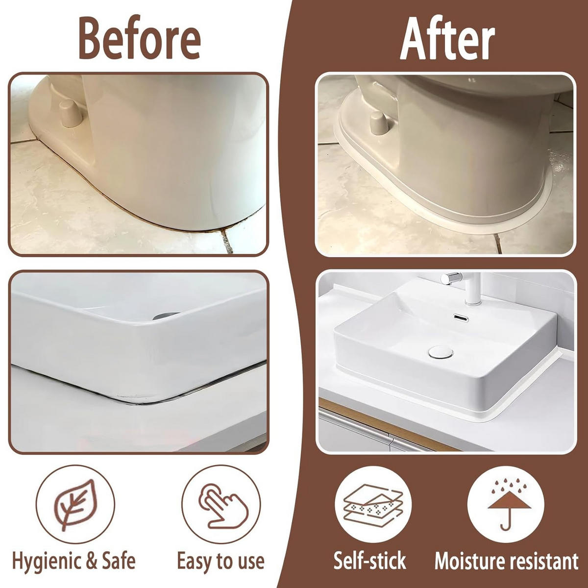 WC-DICHTUNGSBAND, wasserdicht，Weiß，320cm,2er-Pack - Weiß, Kunststoff (10/8/14cm)