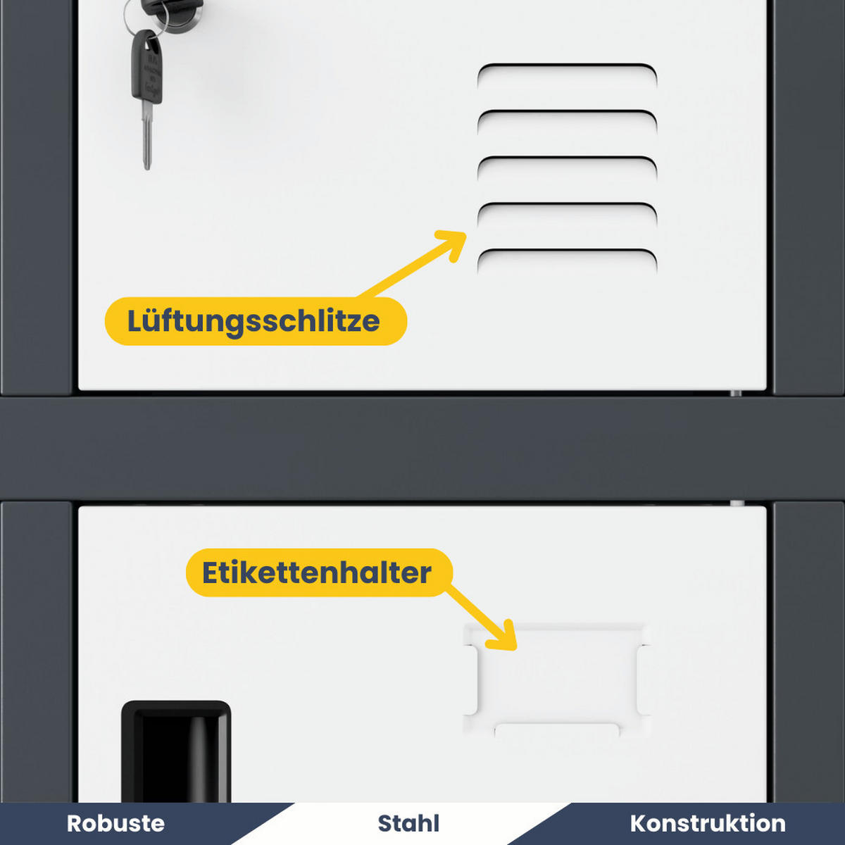 SCHLIESSFACHSCHRANK Spind TAMPA 20 Fächer172x136x45cm Anthrazit-Weiß - Anthrazit, Metall (136/172/45cm) - DELUKE
