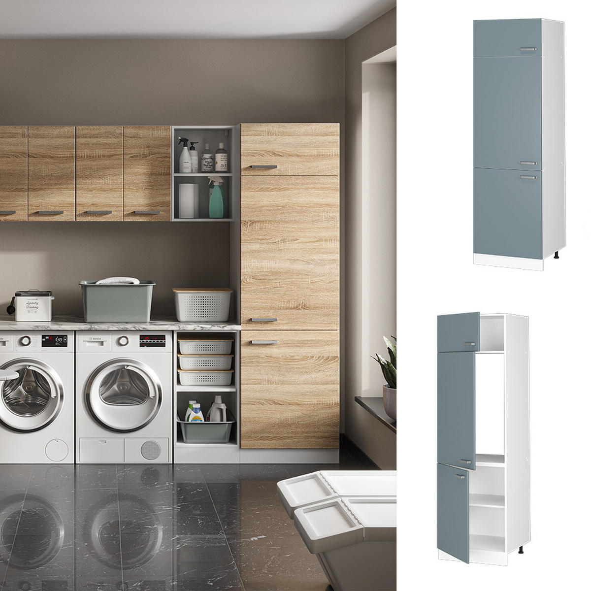 UNIVERZÁLNÍ SPÍŽNÍ SKŘÍŇKA R-Line Modrošedá - šedohnědá, kompozitní dřevo (60/207/57.2cm) - Vicco