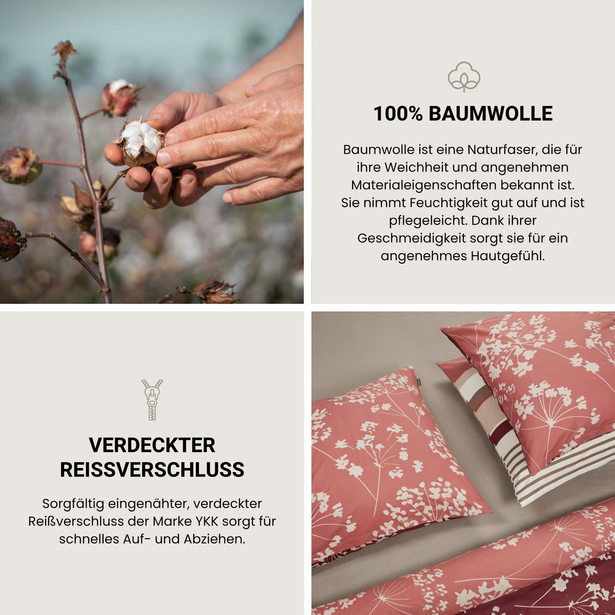 BETTWÄSCHESET Rexo - Renforcé - 2-teilig - 135 x 200 cm - Altrosa - Altrosa, Textil (135/200cm) - SCHIESSER
