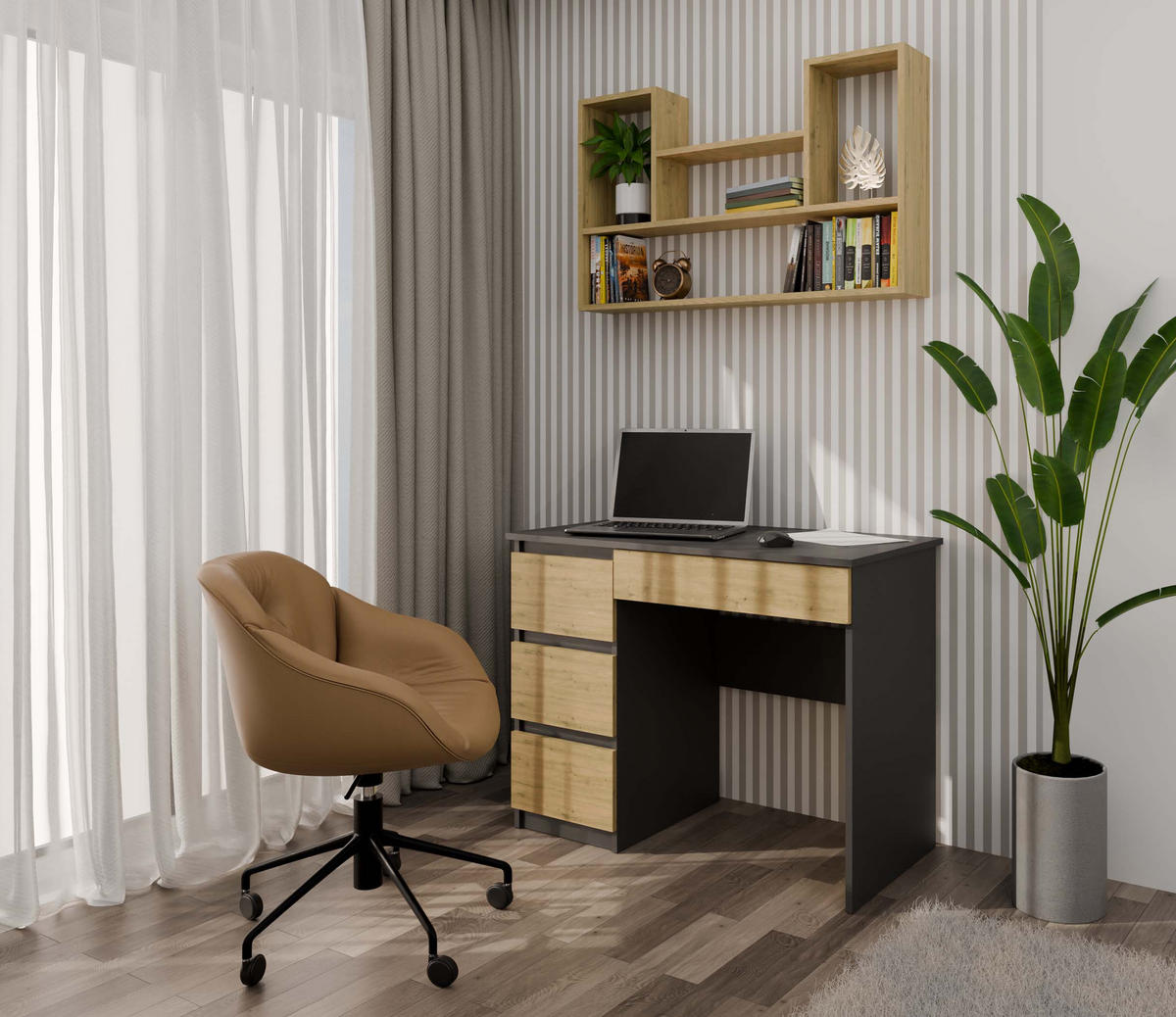 SCHWEBEREGAL Sören - Eiche Artisan, Holzwerkstoff (60/100/16cm) - kommodly