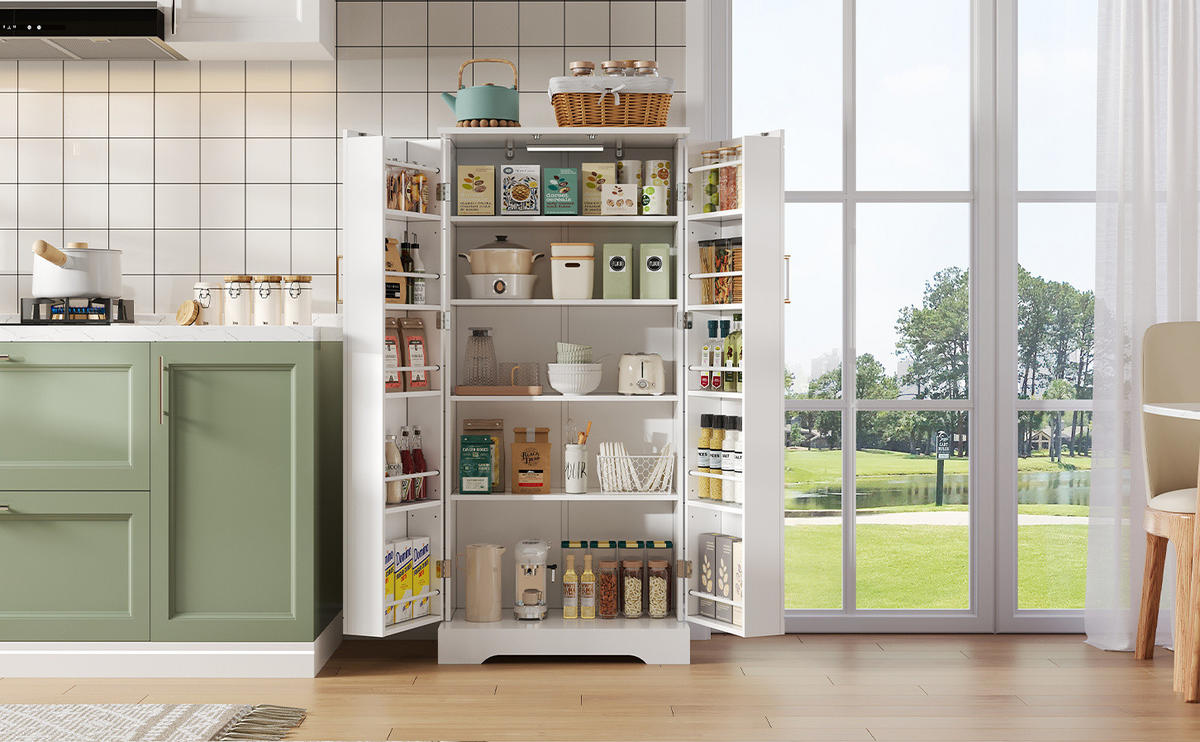 BUFFET 60/128/35 cm Weiß aus MDF und PB mit LED-Sensorleuchte - Weiß, Holzwerkstoff (35/128/60cm) - OKMYHOME