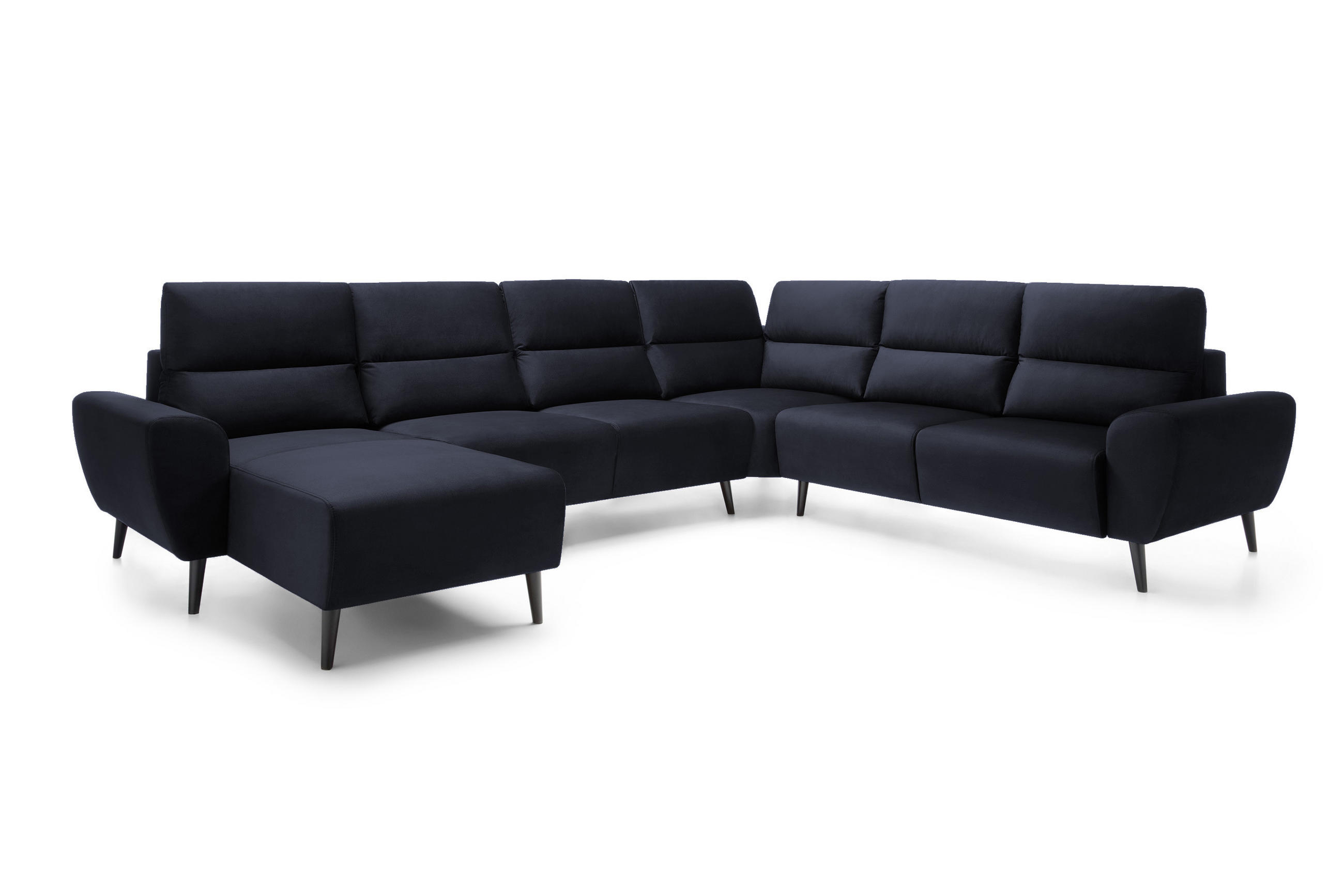 ECKSOFA BOSCO U-Form, Monolith-Stoff, Freistehend, mit verstellbaren Kopfstützen, Sofa für Familien, Größe: 340x270x98cm, Farbe: Anthrazit - Anthrazit, Holz/Textil (270/340cm) - DomoHome