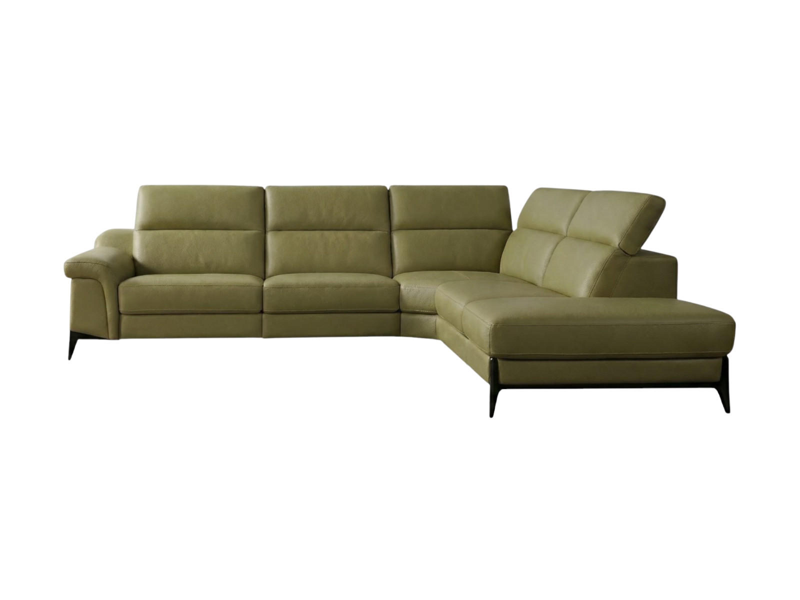 ECKSOFA Texas Echtleder Olivgrün - Olivgrün, Leder/Metall (238/274cm)