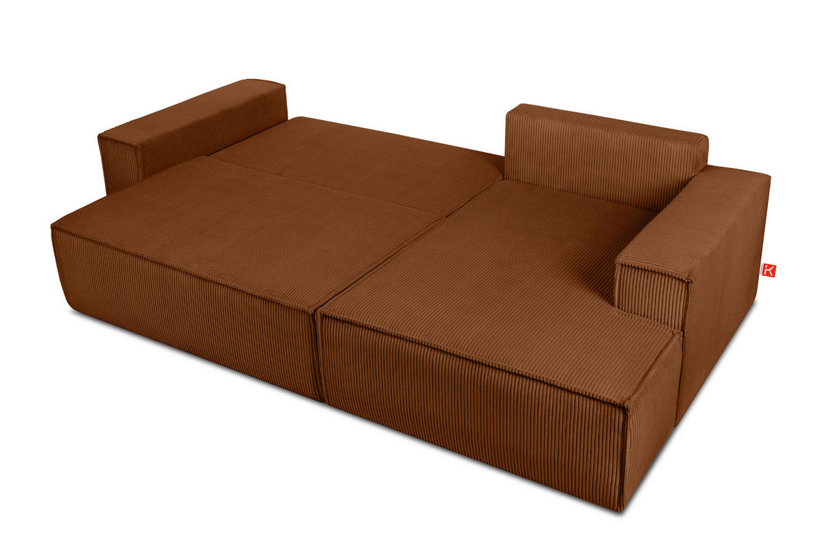 ECKSCHLAFSOFA-RECHTS NAPI in Pet Friendly Cord-Stoff, rot - Rot/Schwarz, Textil (262/148cm) - KONSIMO®