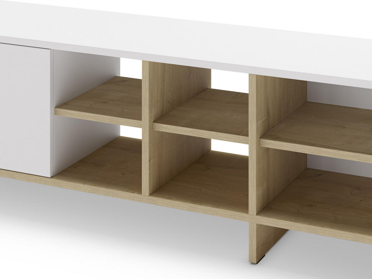 TV-STÄNDER Cequoia Weiß 230/35.6/44 cm - Weiß, Holz (35.6/44/230cm)