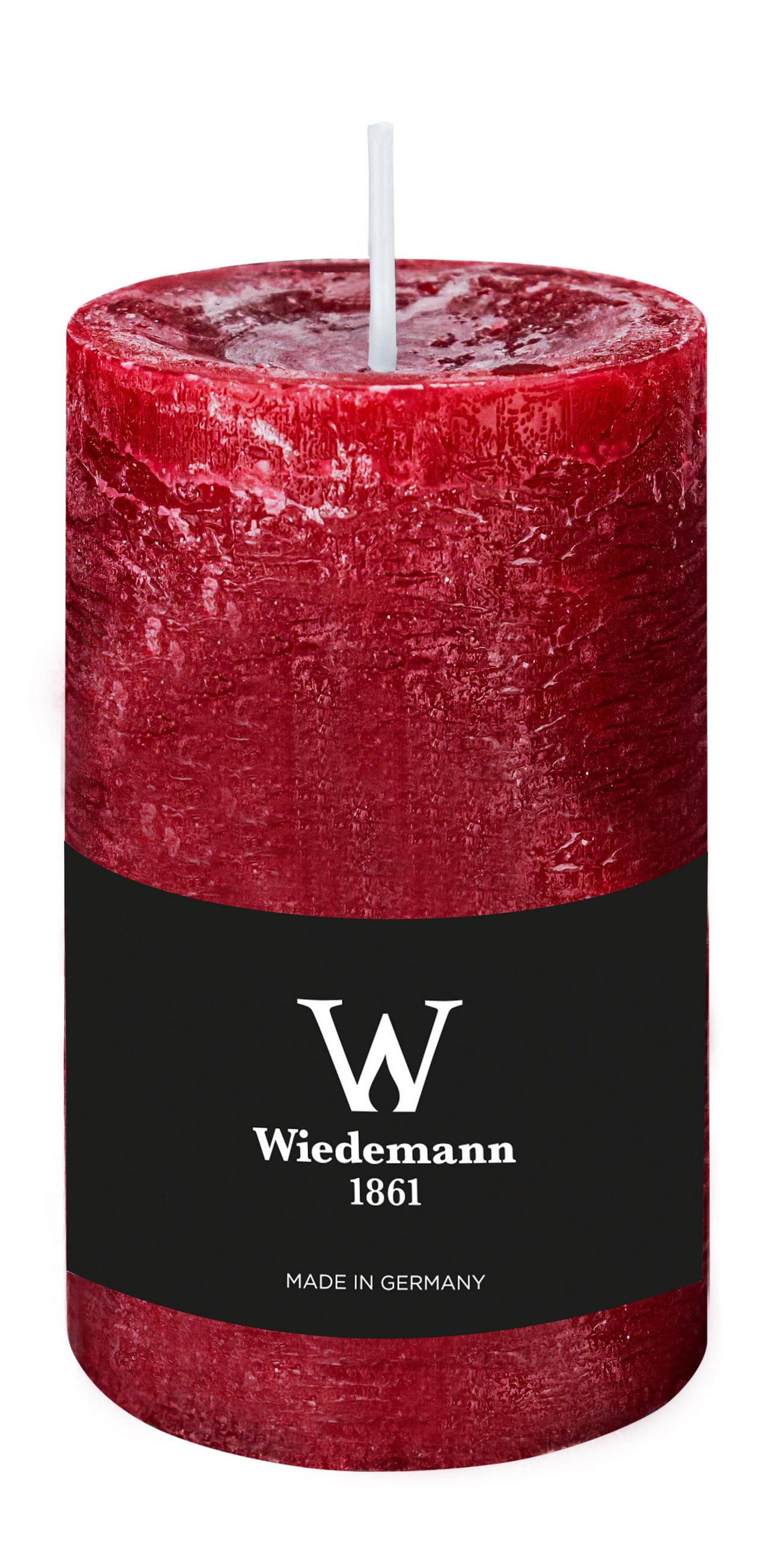 STUMPENKERZE Rustik Marble Style Bordeaux 130 x Ø 68 mm, 1 Stück - Bordeaux, Paraffin (13cm) - Wiedemann Kerzen