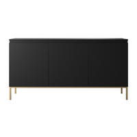 SIDEBOARD Bemmi Schwarz mit goldenen Metallbeinen 150 cm - Goldfarben/Schwarz, Holzwerkstoff/Metall (150/77/35cm) - Selsey