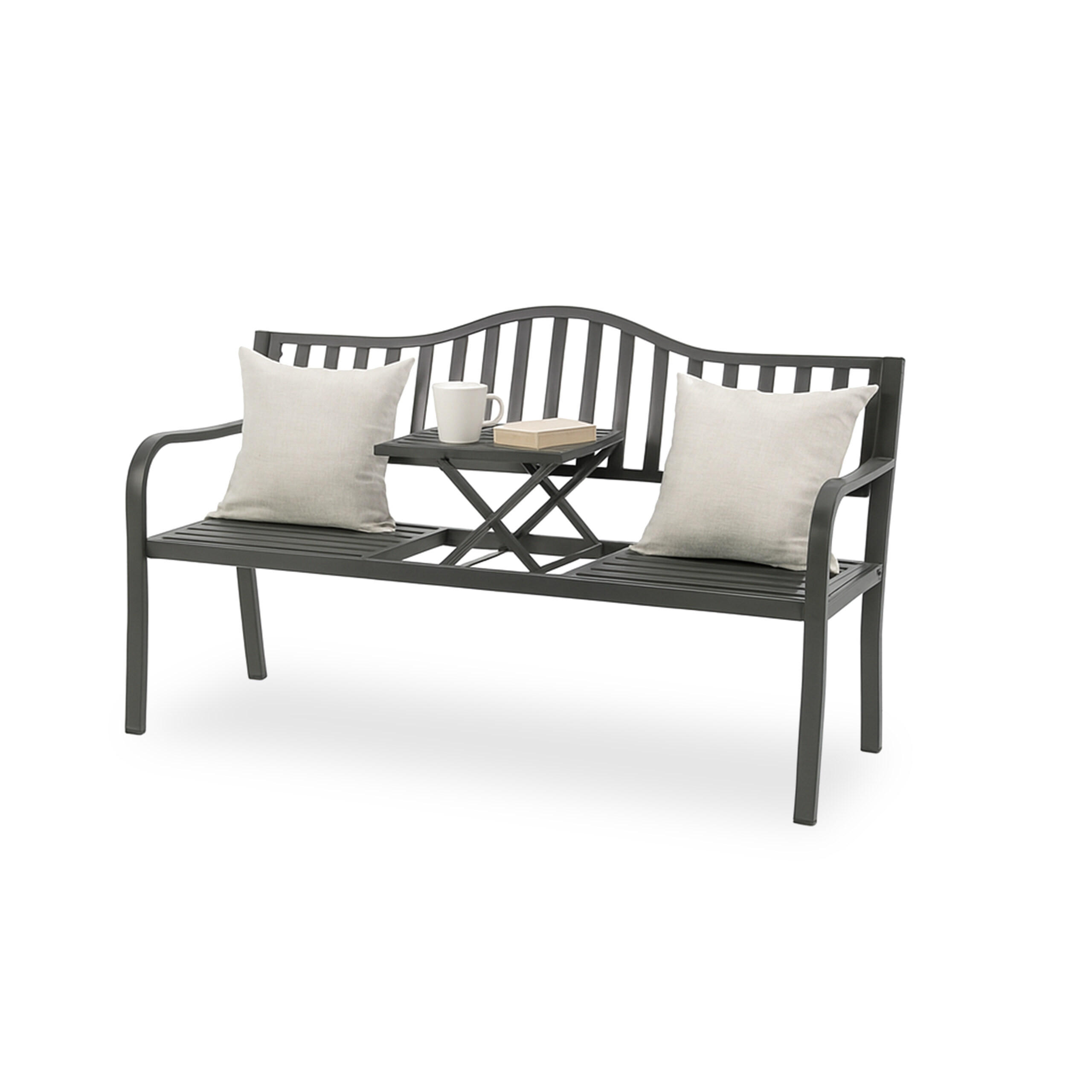 GARTENBANK - Anthrazit, Metall (150/90/57.5cm) - Relaxdays