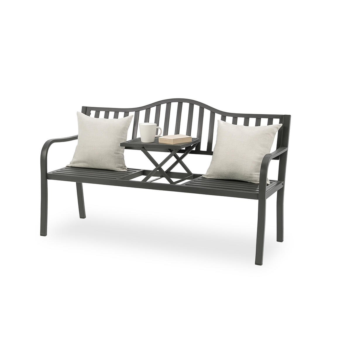 GARTENBANK - Anthrazit, Metall (150/90/57.5cm) - Relaxdays