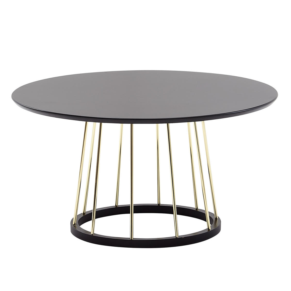 COUCHTISCH Schwarz Gold, Metall mit großer Ablagefläche, elegantes Design - Goldfarben/Schwarz, Holz/Metall (80/80/42cm) - KADIMA DESIGN
