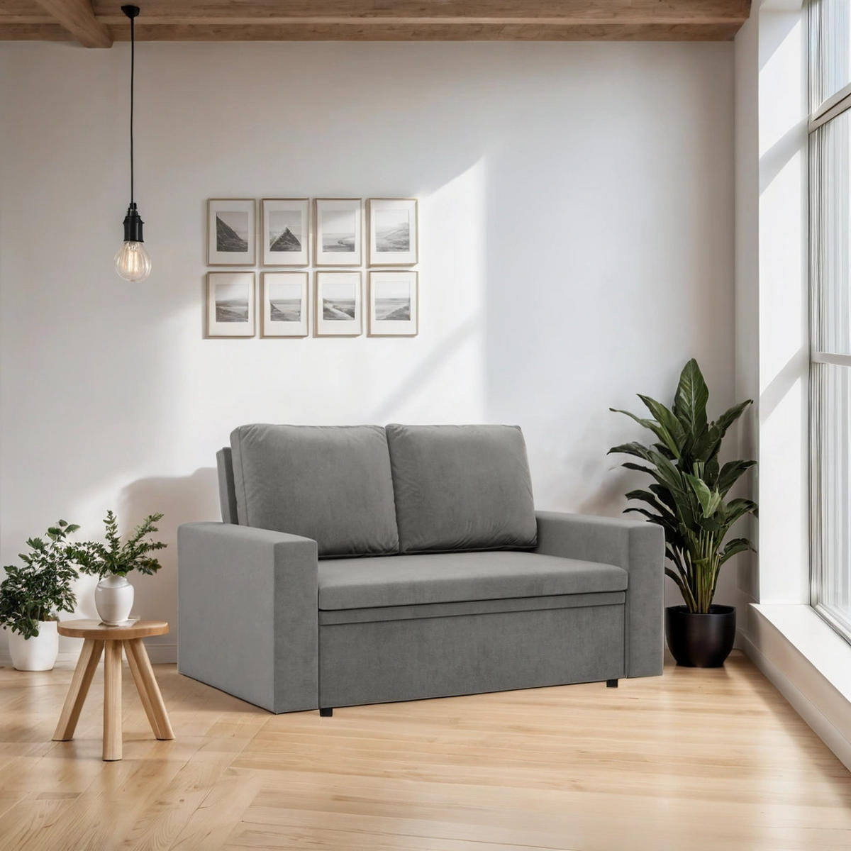 SOFA Neo mit gerader Armlehnen hellgrau - Hellgrau, Textil (148/90/87cm) - SIMKAM Furniture