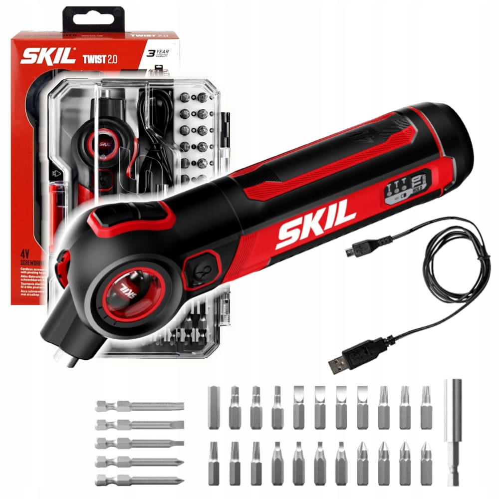 AKKUSCHRAUBER 4V 2714 GA + Zubehör (Tragekoffer) - Rot, Metall (25/5/5cm) - SKIL