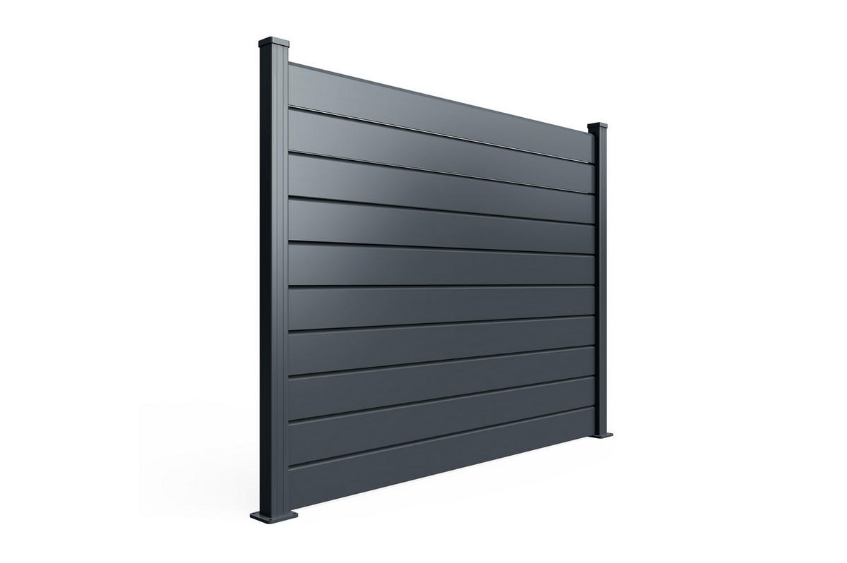 ALUMINIUM-LAMELLENZAUN 8 m VANO H. 150 cm grau - Grau, Metall (200/156cm) - Casanoov