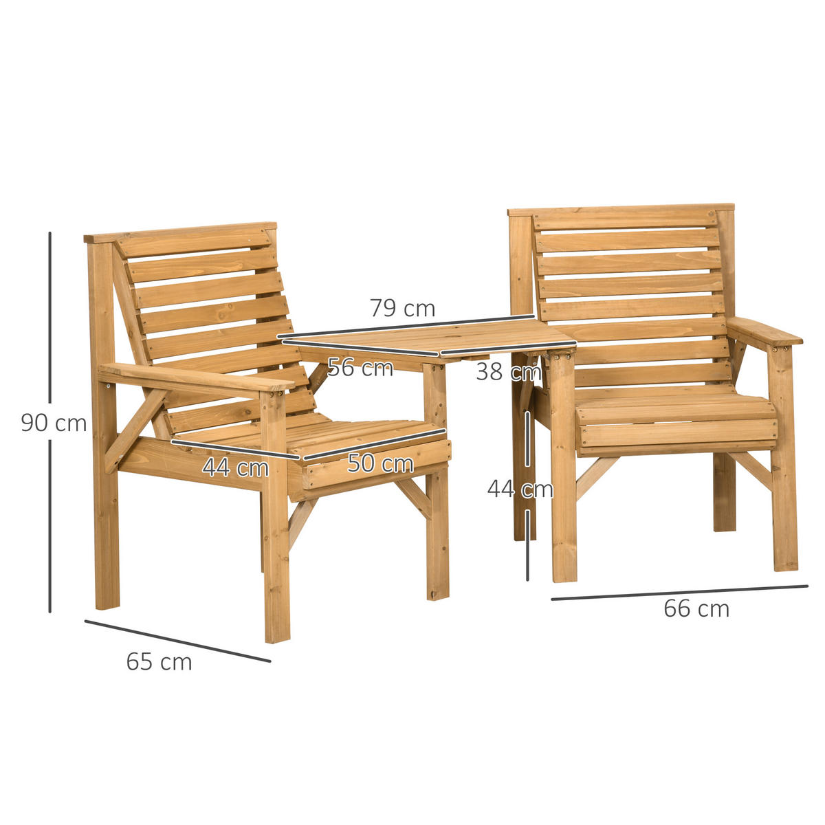 BISTRO-SET DE-07338 aus Holz mit Lamellendesign und Sonnenschirmloch Braun - Braun, Holz - ComfortXL