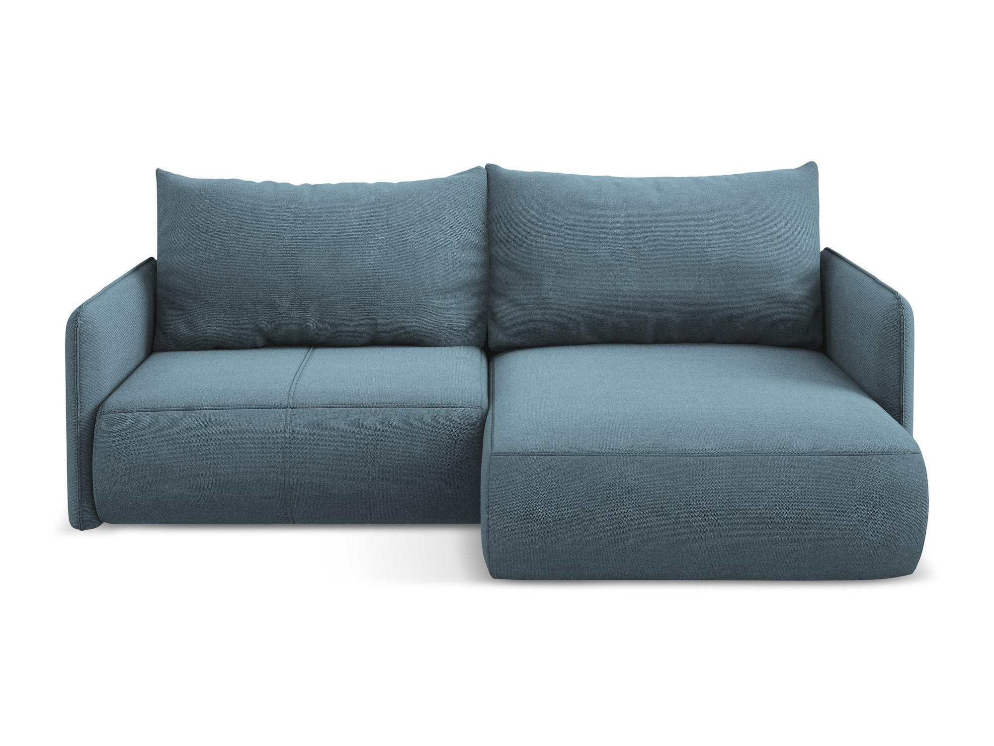 ECKSOFA mit Schlaffunktion Strukturstoff Stoff Blau - Blau/Schwarz, Kunststoff/Textil (207/148cm) - Makamii