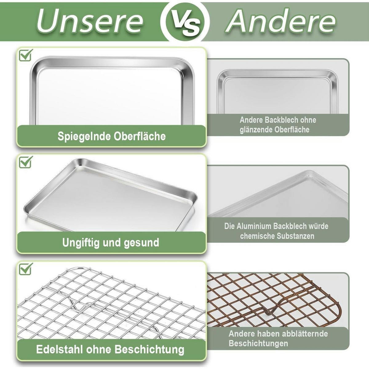 BACKBLECH mit Abkühlgitter 23,6 x 17,8 x 2,5 cm Edelstahl Set jetzt nur ...