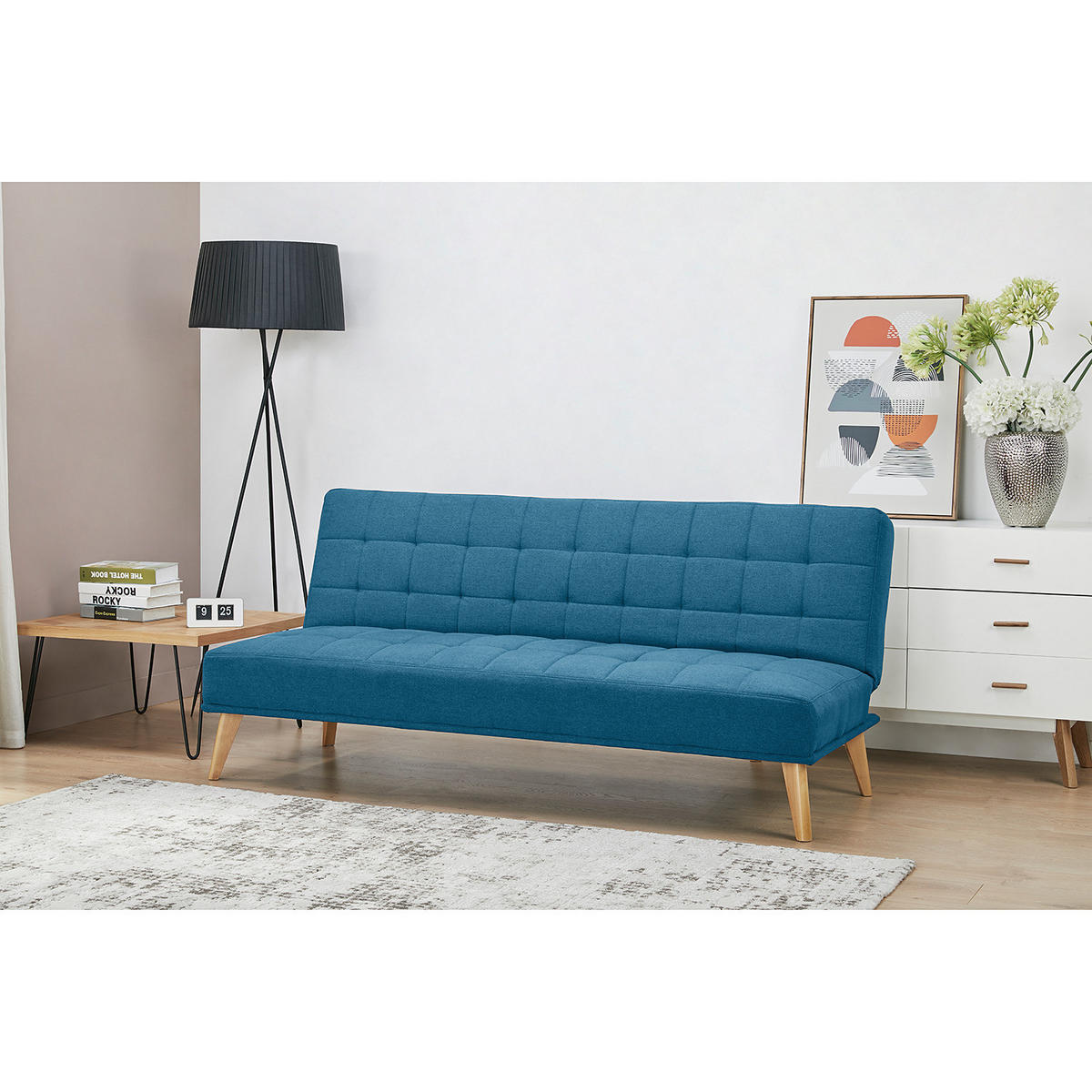 SCHLAFSOFA - Blau, Holz/Birkenholz (180/81/86cm) - home24