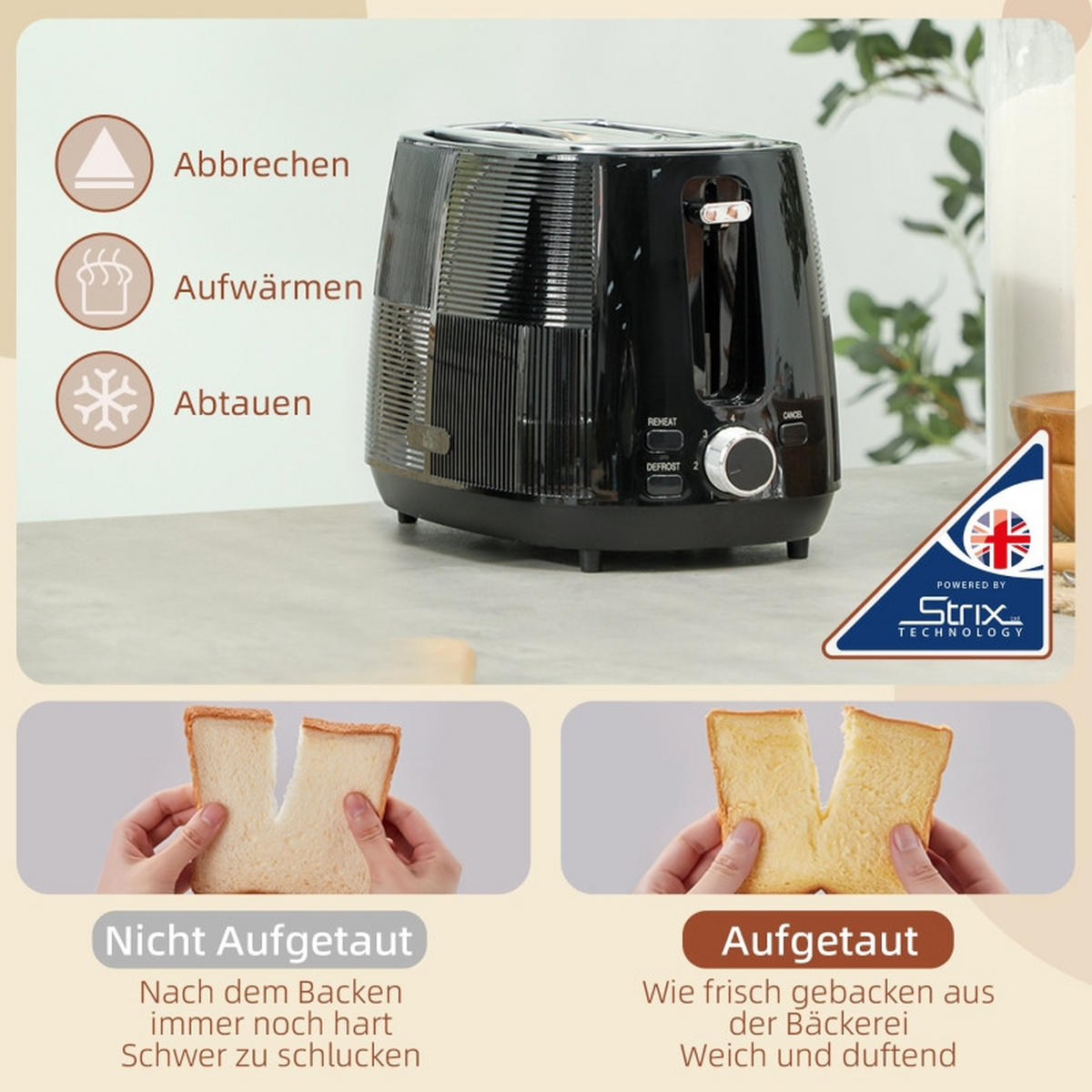 WASSERKOCHER 2-tlg Wasserkocher und Toaster Set 1,7 L Edelstahl Schwarz mit 7 Bräunungsstufen - Schwarz, Kunststoff (15.6/23.3/20.4cm) - Raelunyi