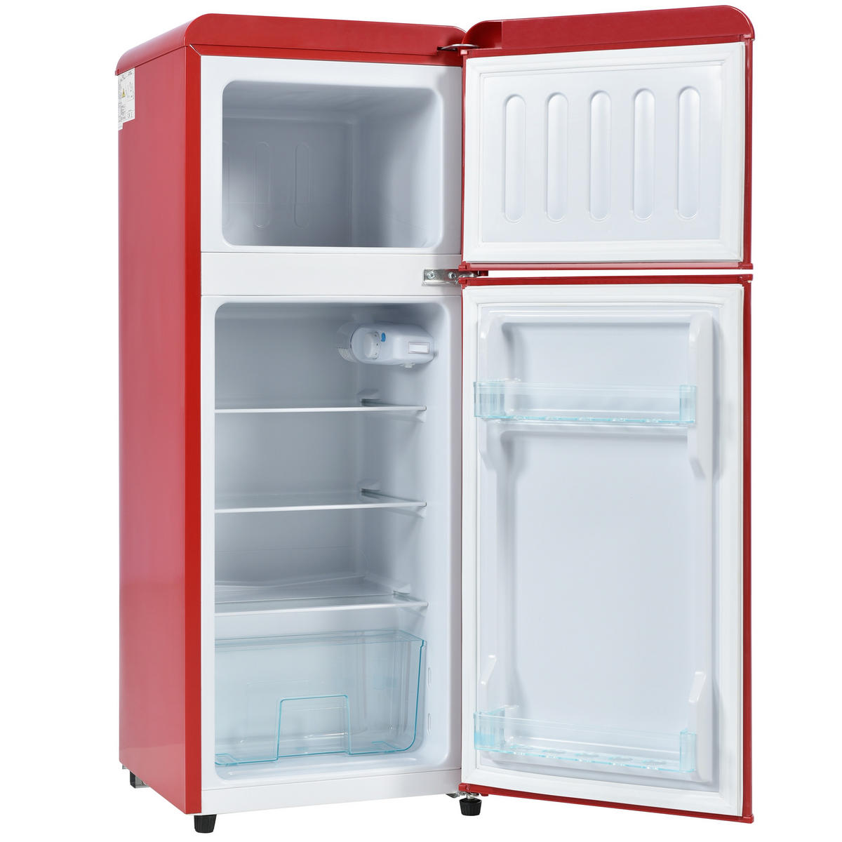 KÜHL-GEFRIER-KOMBINATION 92 l, 28 l Gefriervolumen, 105,5 x 41 cm, Energieeffizienzklasse D, Antikweiß - Rot, Kunststoff (45.5/105.5/41cm) - FOHERE