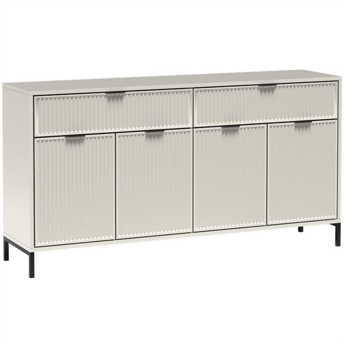 KOMMODE Linna 4D2S kaschmir 165 cm - Kaschmir/Schwarz, Holzwerkstoff/Metall (165/86/40cm) - Beautysofa