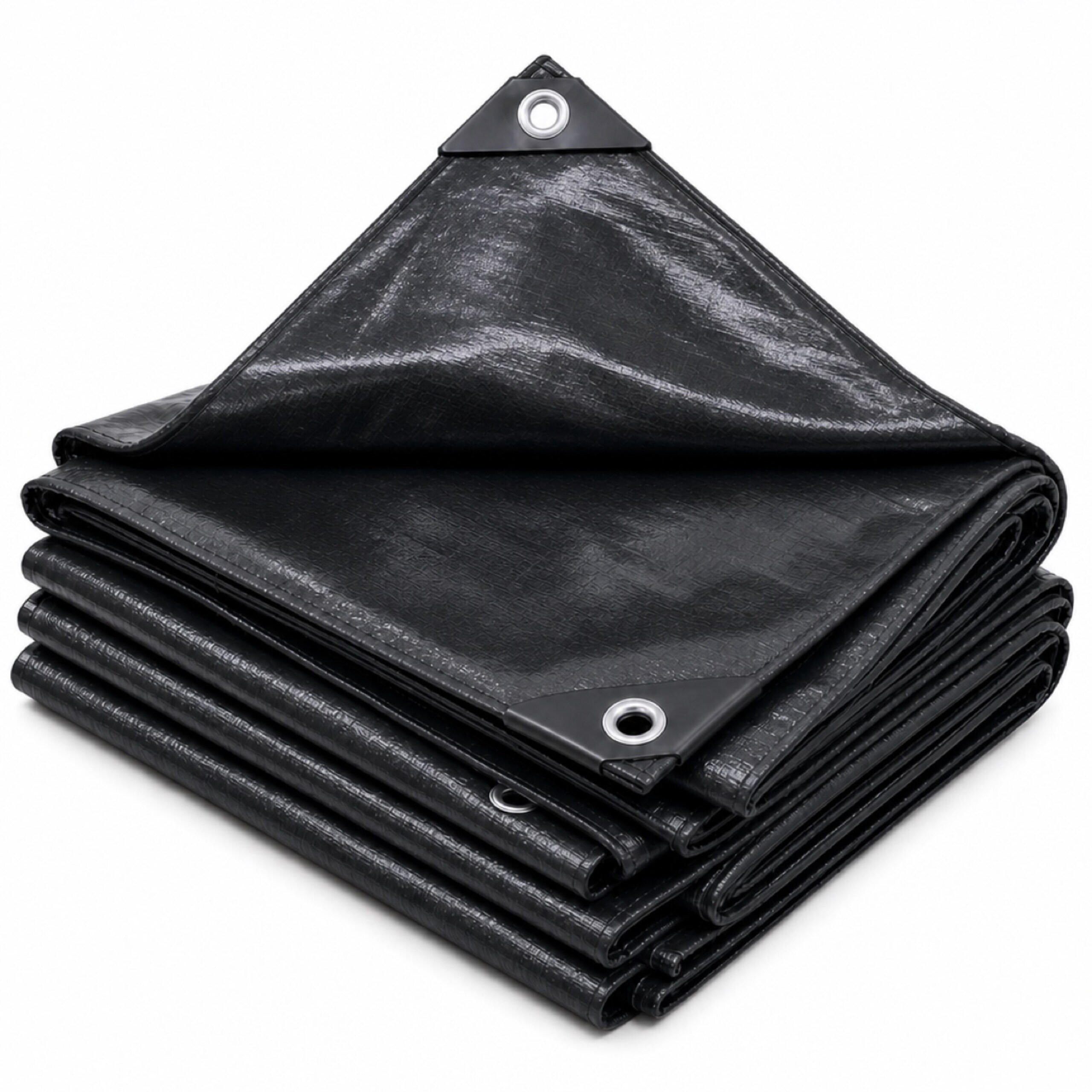 ABDECKPLANE Schwarz wasserdicht 200 g/m² 4x5 m - Schwarz, Kunststoff (500/400/0.1cm) - Relaxdays