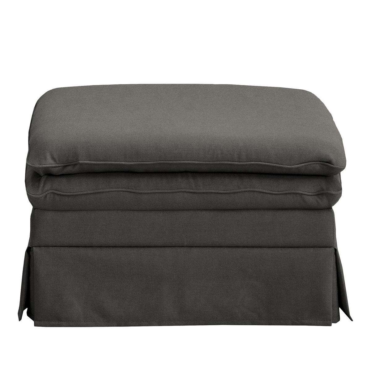 POLSTERHOCKER mit Husse - Webstoff - Anthrazit/Schwarz, Kunststoff/Textil (80/45/80cm) - home24