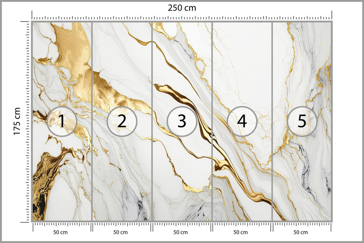 FOTOTAPETE Marmor Abstraktion Glamour Stil 250x175 - Gelb/Beige, Papier (250/175cm) - Muralo