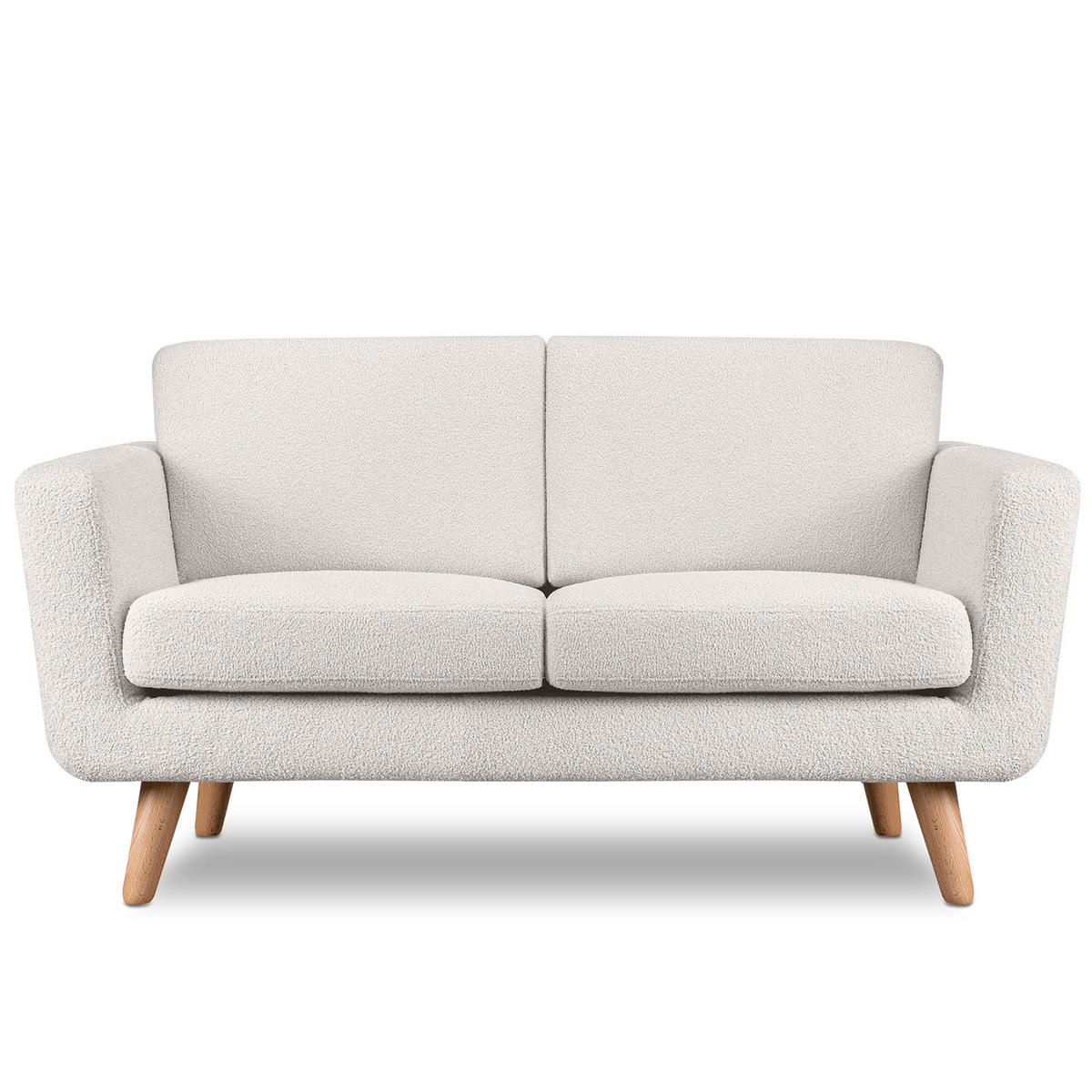 SOFA TAGIO mit Armlehnen, Weiß - Braun/Weiß, Buchenholz/Textil (153/80/84cm) - KONSIMO®