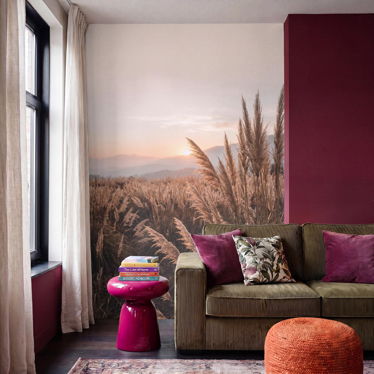 TAPETE - Gras - Feld - Sonne - Natur - 200x300 cm - Sandfarben, Papier (200/300cm) - OnlyWow