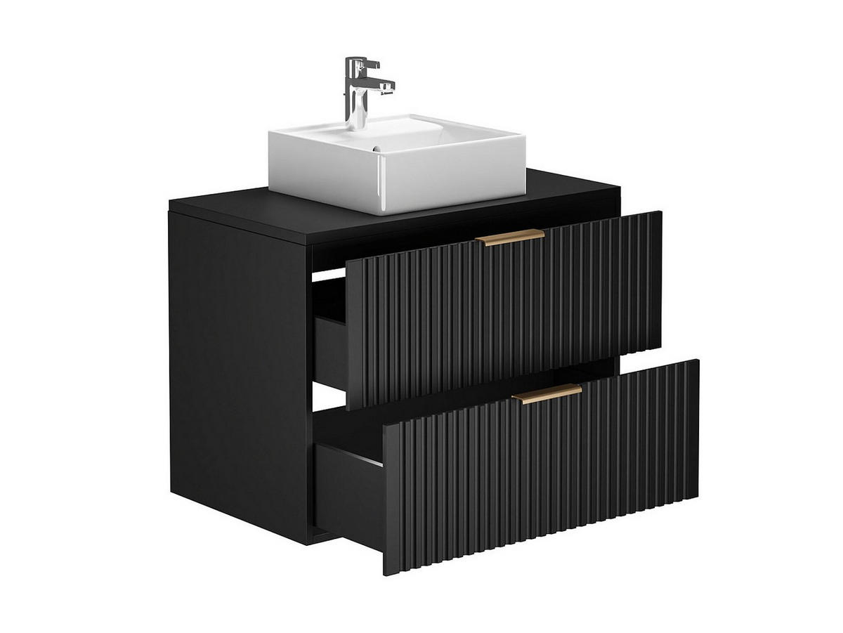 EINZELWASCHTISCH - 80cm x 46cm - MDF - schwarz - ZEVARA - Schwarz, Holz (80/57/46cm) - Vente-Unique