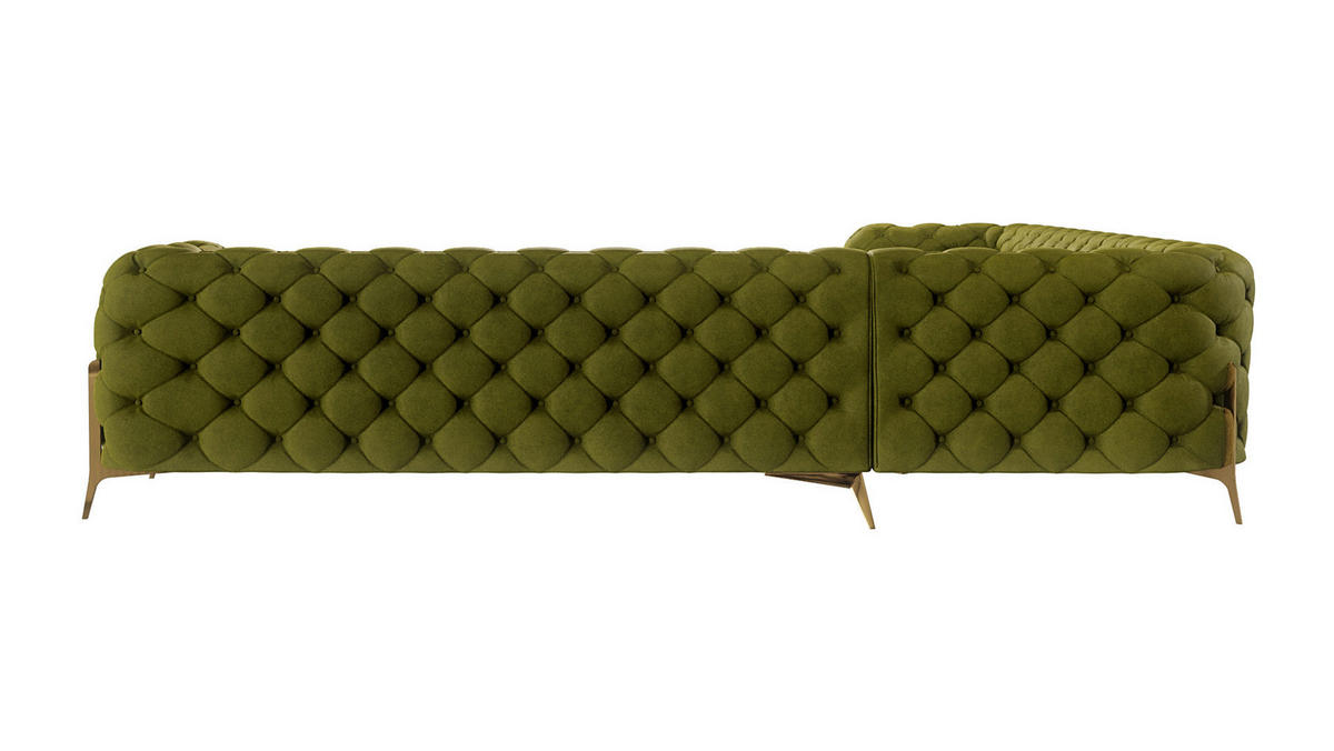 ECKSOFA Chesterfield Olive Schwarz Samt - Goldfarben/Olivgrün, Holz/Textil (323/323cm) - S-Style Möbel