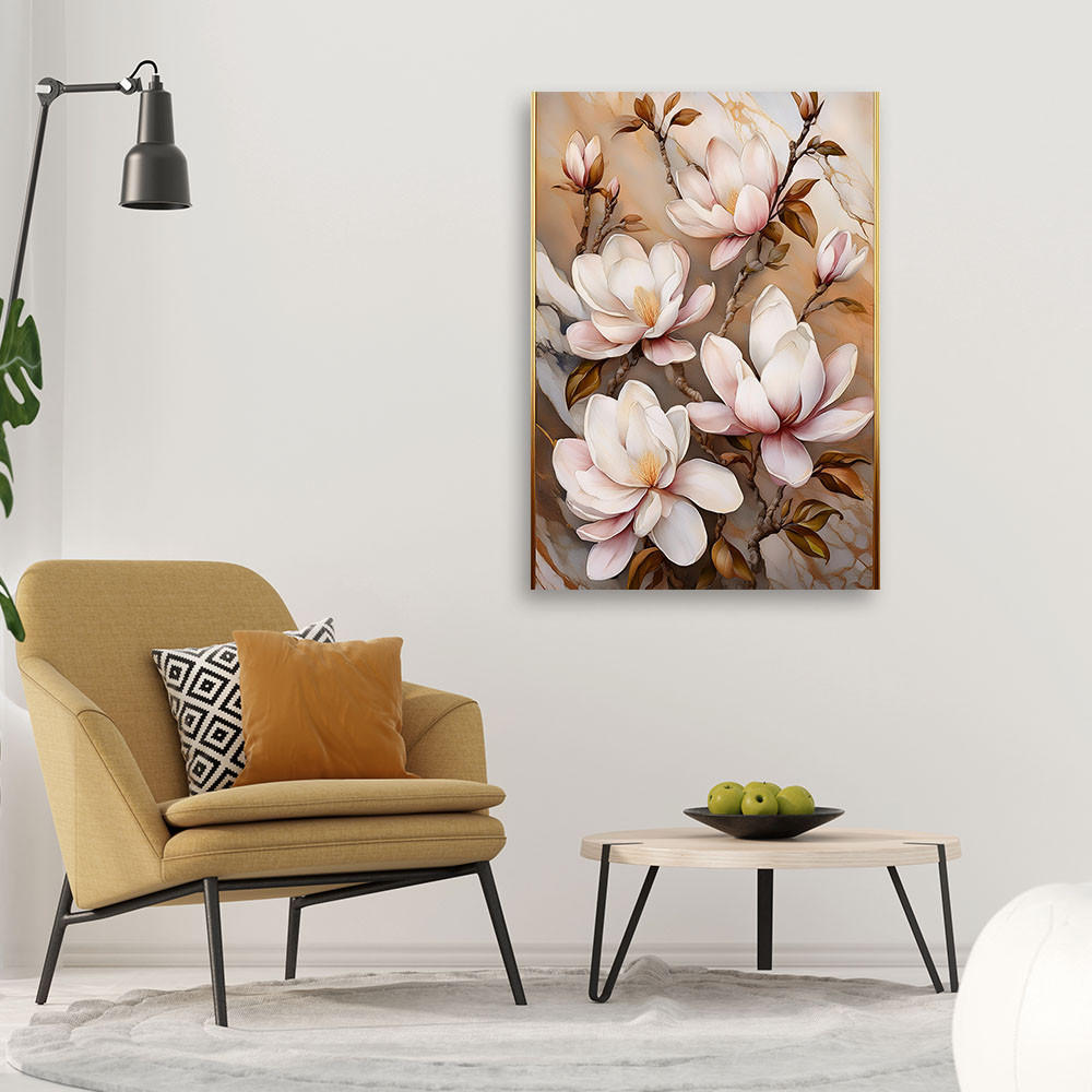 WANDBILD magnolienblüten natur botanik - Beige, Textil (40/60cm) - Feeby