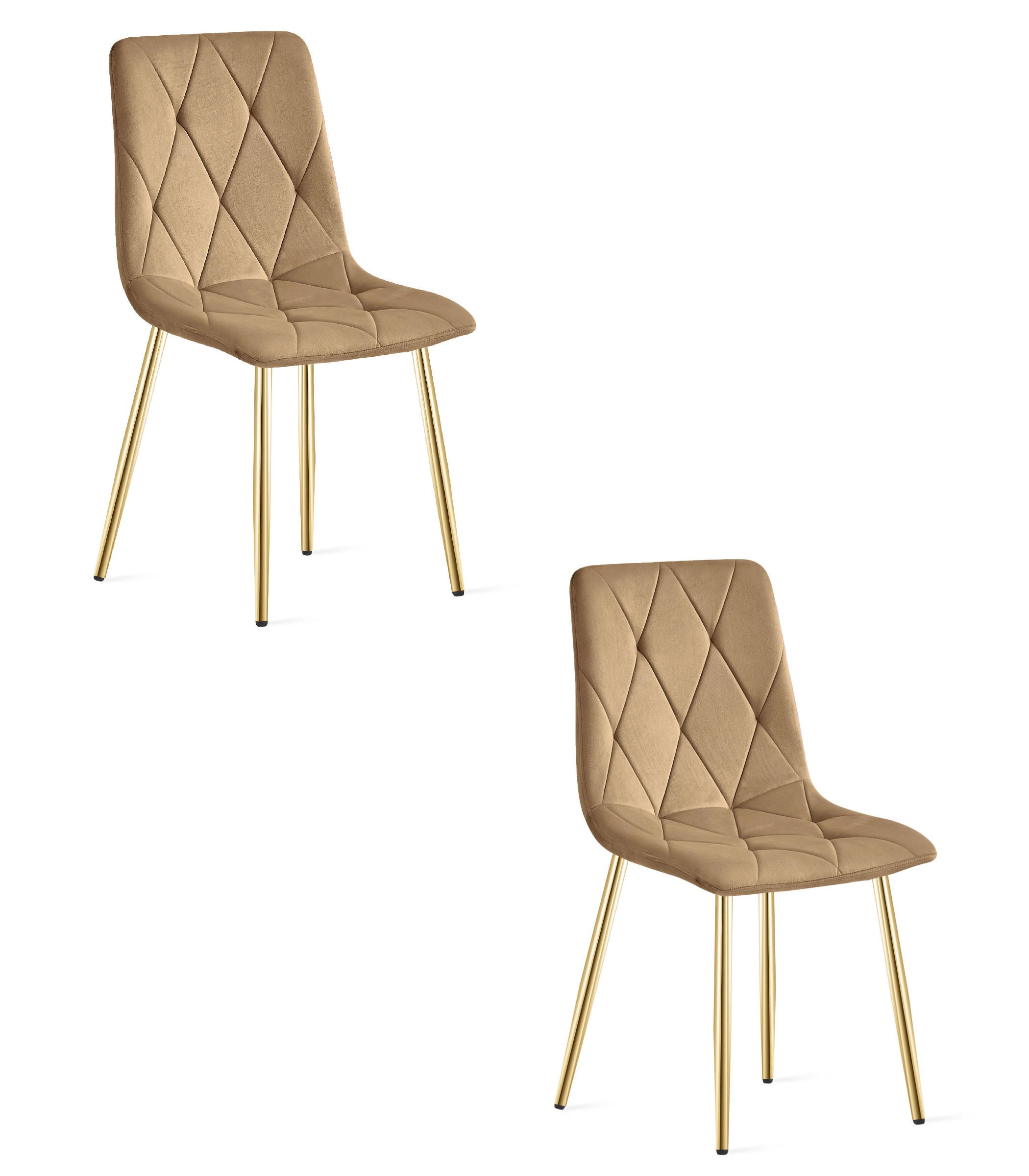 ESSZIMMERSTUHL 2-er Set TYRA brauner Sitz, goldene Beine - Goldfarben/Braun, Textil (44.5/87/54.5cm) - Valora