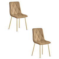 ESSZIMMERSTUHL 2-er Set TYRA brauner Sitz, goldene Beine - Goldfarben/Braun, Textil (44.5/87/54.5cm) - Valora