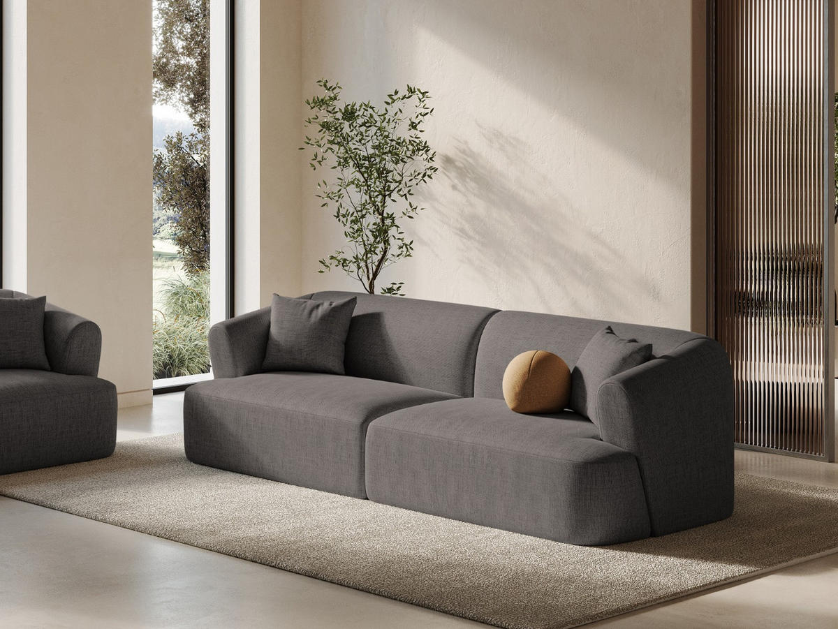 MODULARES-SOFA Campi aus strukturiertem Stoff grau 4 Sitzplätze - Grau, Textil (90/70/255cm) - Cosmopolitan Design