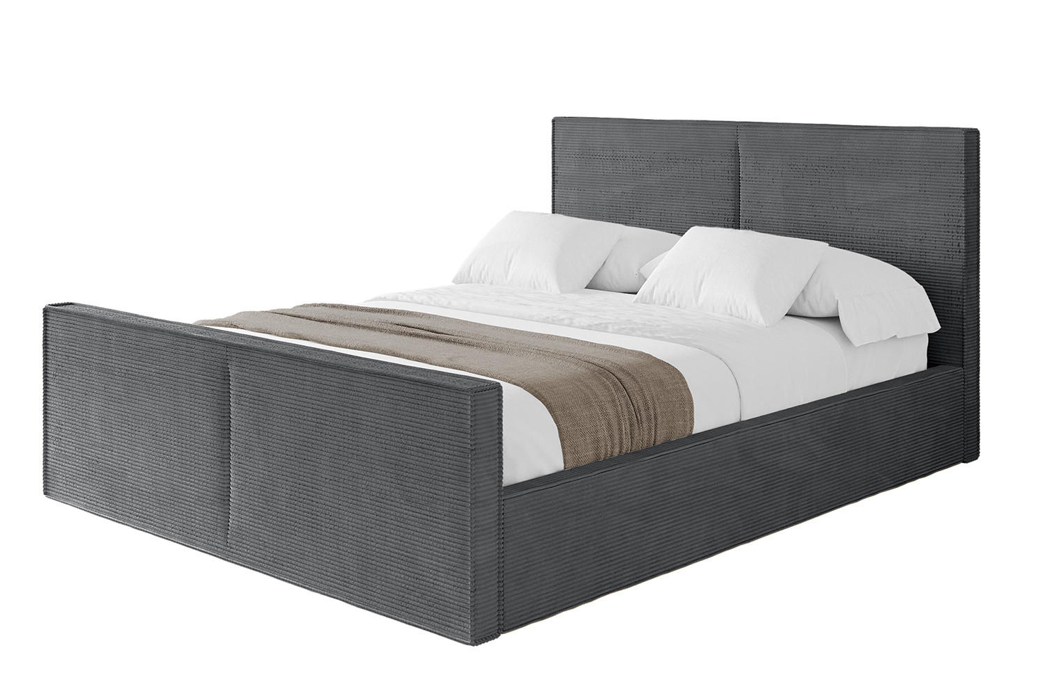POLSTERBETT mit Bettkasten, Fußteil und Lattenrost, Boxbett ohne Matratze - EMMI-Z 180x200 Dunkelgrau - Anthrazit, Holzwerkstoff/Textil (180/200cm) - ALTDECOR