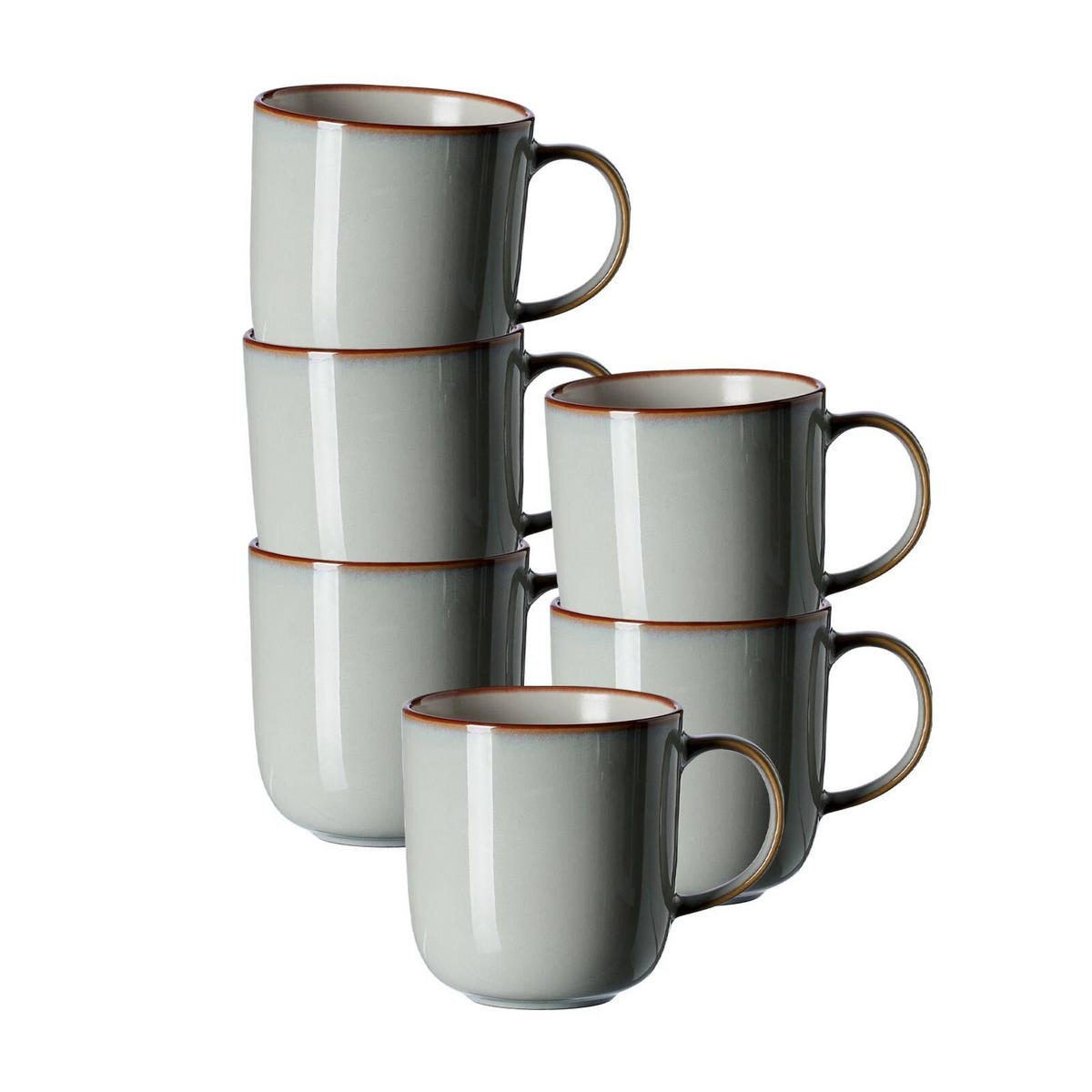 KAFFEEBECHER Portofino grau 400 ml 6er Set - Grau, Keramik (0.4L) - Ritzenhoff Breker
