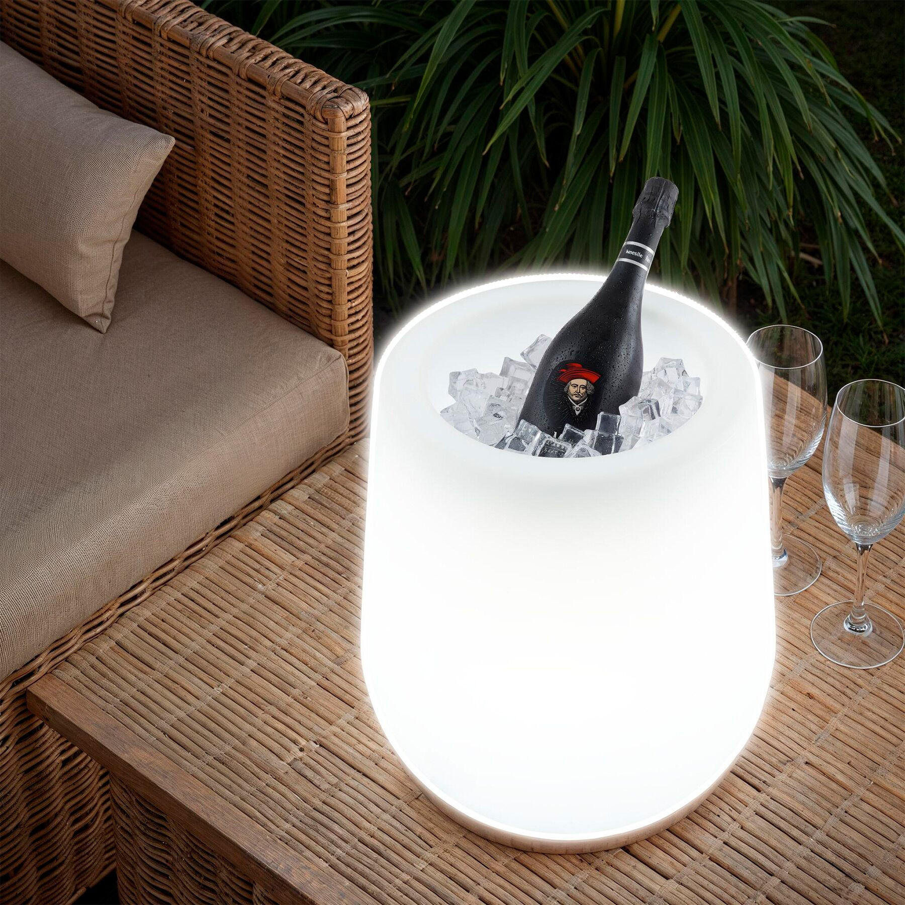 Thumbnail - tectake Led-Blumentopf, Weiß, Kunststoff, Oval, 38x44x38 cm, CE, Gartenzubehör, Blumentöpfe