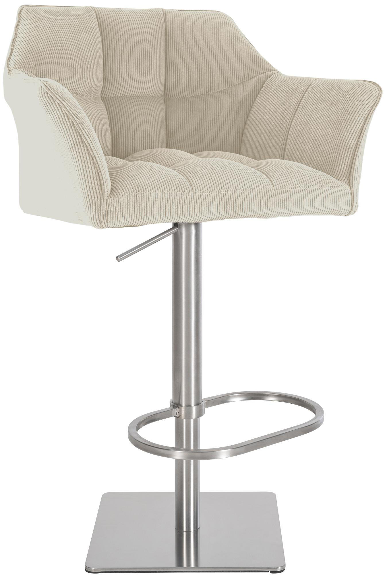 BARHOCKER Cord Creme - Edelstahlfarben/Creme, Textil/Metall (64/88/45cm) - CLP