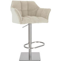 BARHOCKER Cord Creme - Edelstahlfarben/Creme, Textil/Metall (64/88/45cm) - CLP