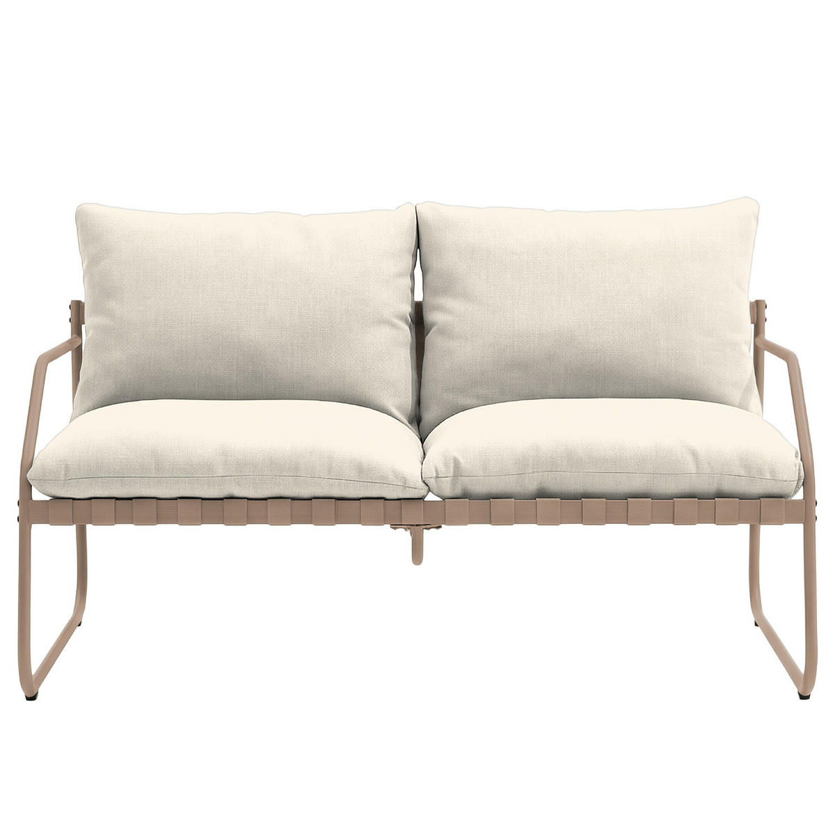 LOUNGEGRUPPE - 4-teilig - Stahl / Webstoff - Taupe, Glas/Textil - home24