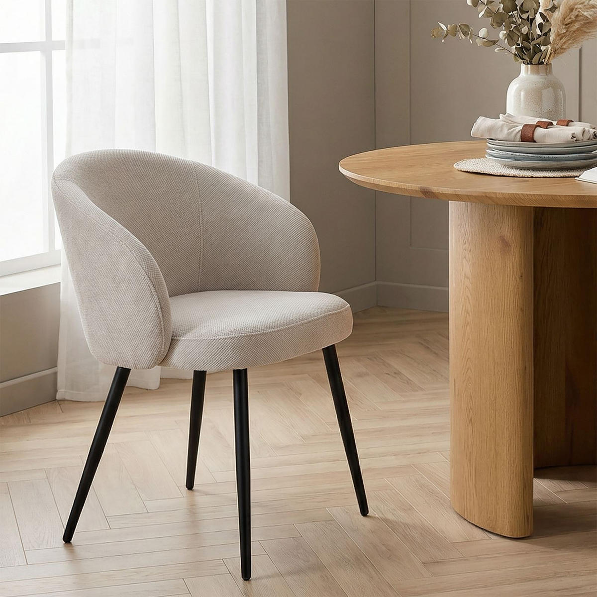 ESSZIMMERSTÜHLE KURSI 2er-Set grau - Grau, Textil (57/77/60cm) - IDIMEX