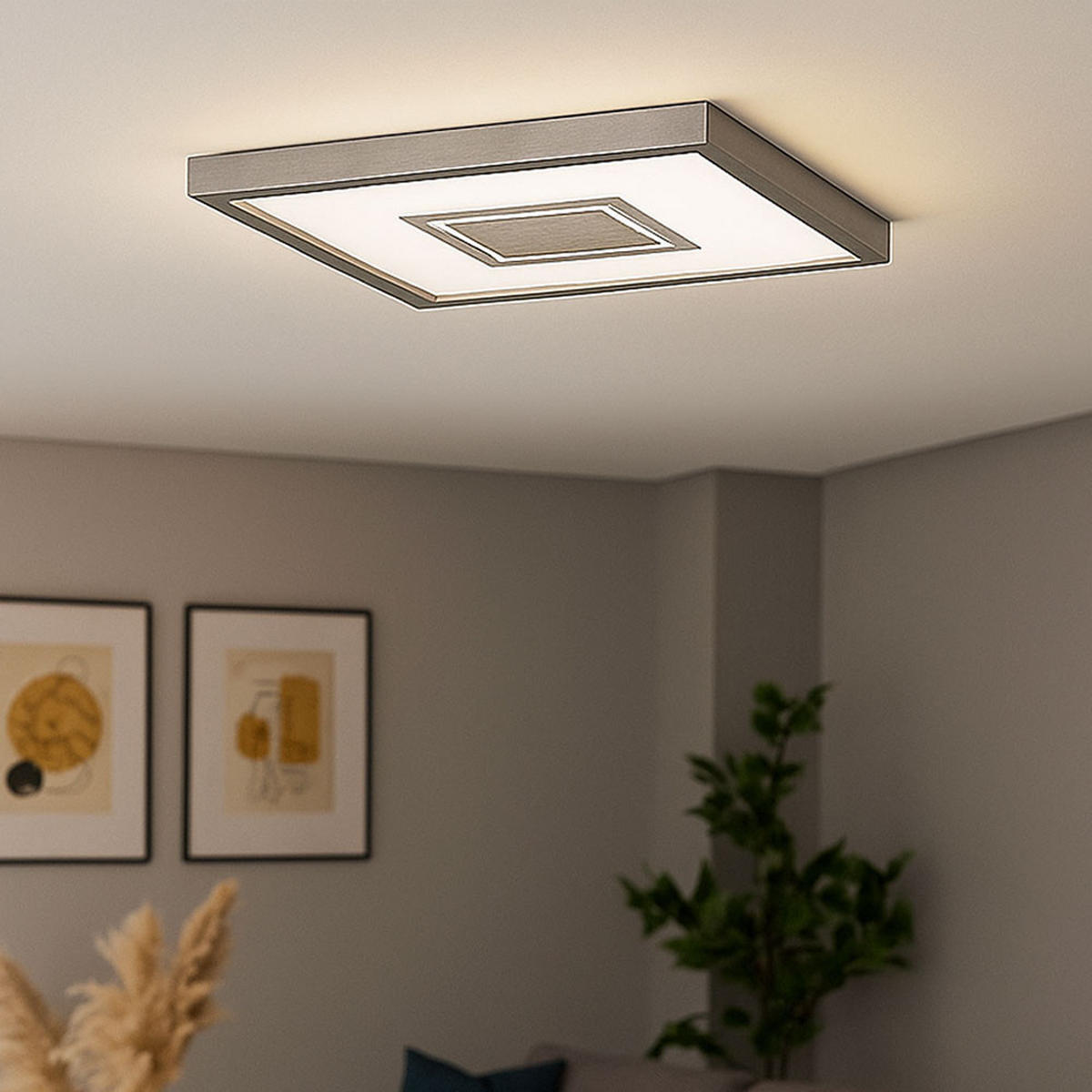 LED DECKENLEUCHTE Backlight Silber - Silberfarben, Kunststoff (42.3/42.3/3.9cm) - Briloner