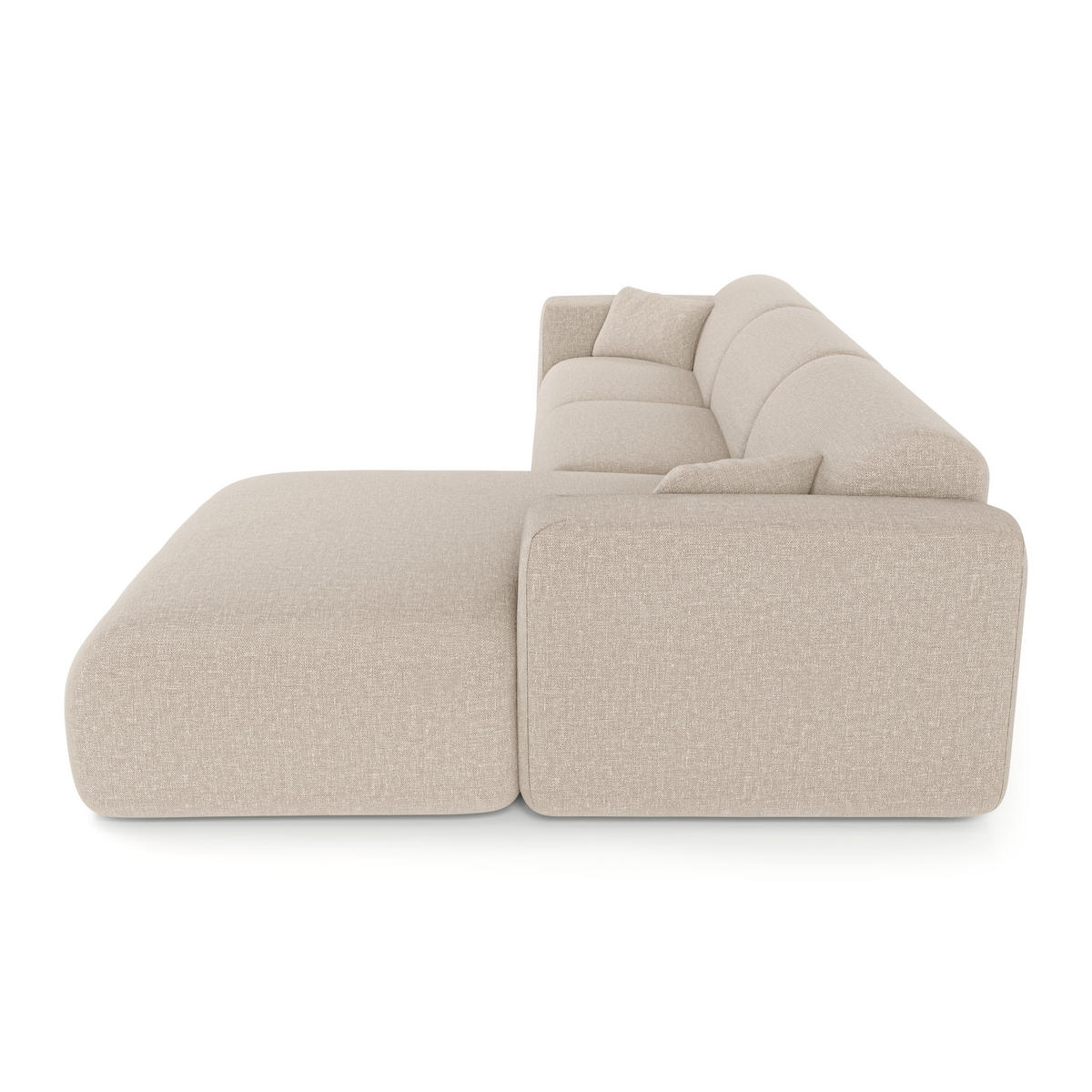 ECKSOFA RECHTS SCHLAFSOFA Rastergewebe Beige 280cm - Beige, Textil (280/165cm) - Sia Home