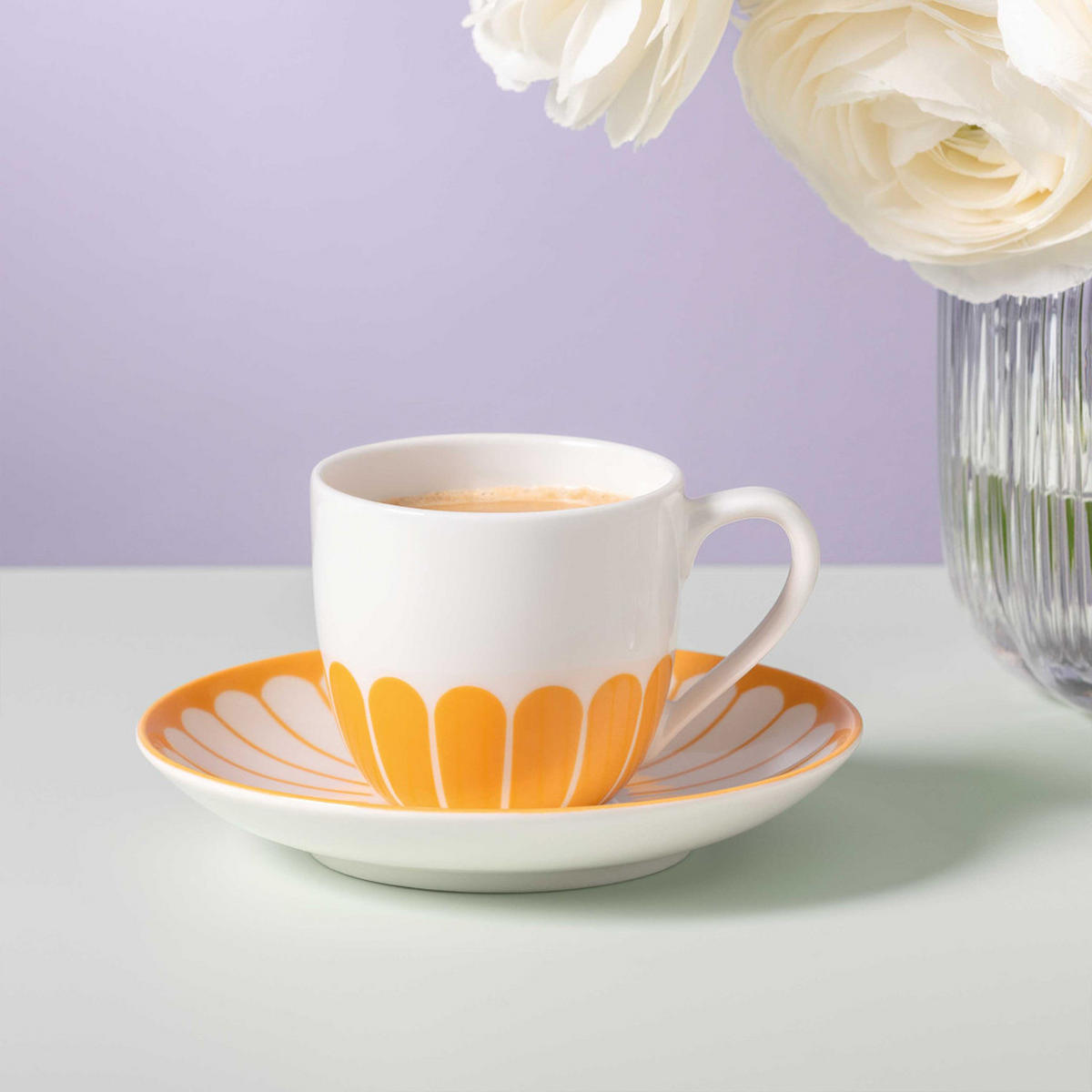 ESPRESSOTASSE MIT UNTERTASSE Fleur Couleur Soleil 70 ml - Gelb, Keramik (11.7/8/11.7cm) - Villeroy & Boch