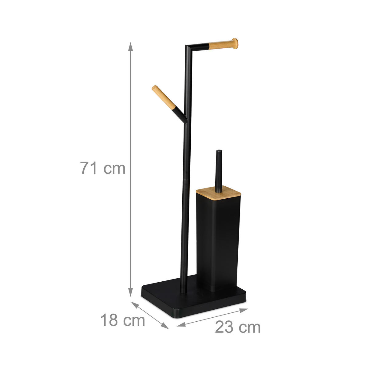 WC-GARNITUR - Schwarz, Holz/Kunststoff (23/71/18cm) - Relaxdays