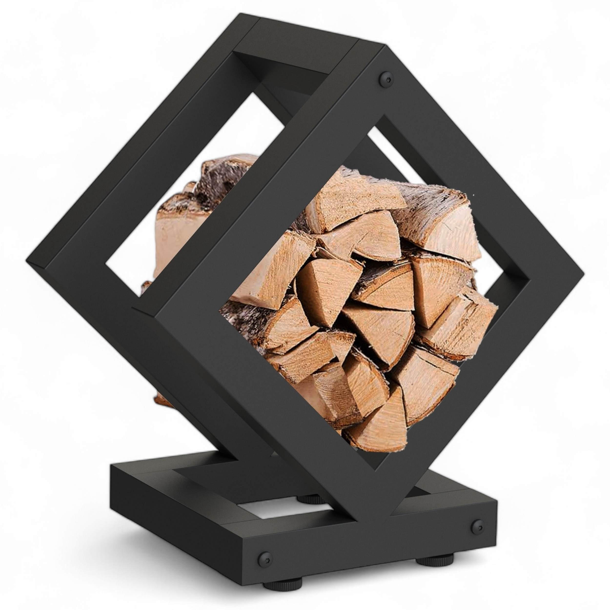 KAMINHOLZREGAL für Innen Metall Schwarz Würfel - Schwarz, Metall (50/55/30cm) - DanDiBo