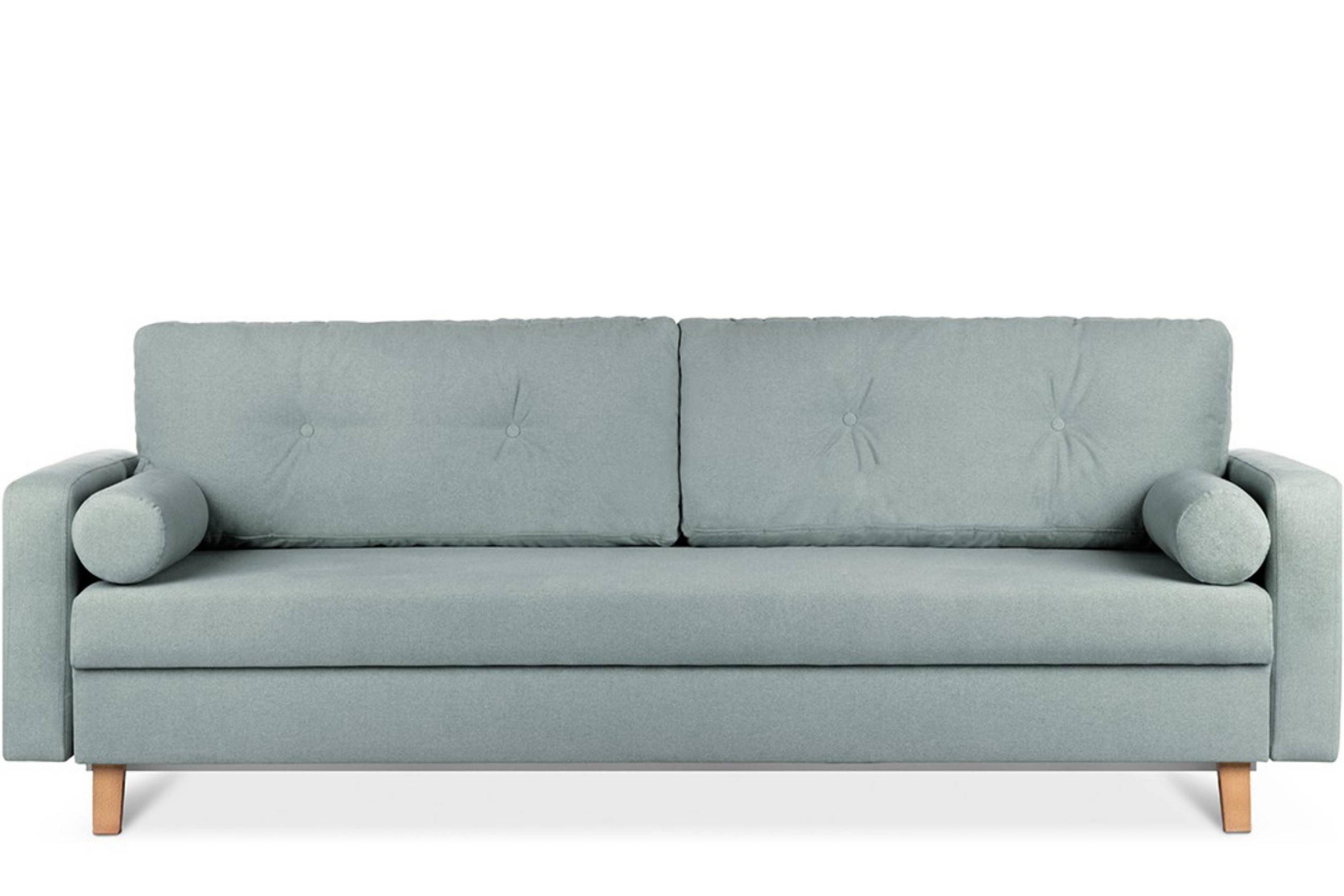 3-SITZER-SCHLAFSOFA ERISO mit weiche Sitzfläche und hohe Rückenlehne, Strukturstoff, mint - Braun/Mintgrün, Textil (220/80/100cm) - KONSIMO®