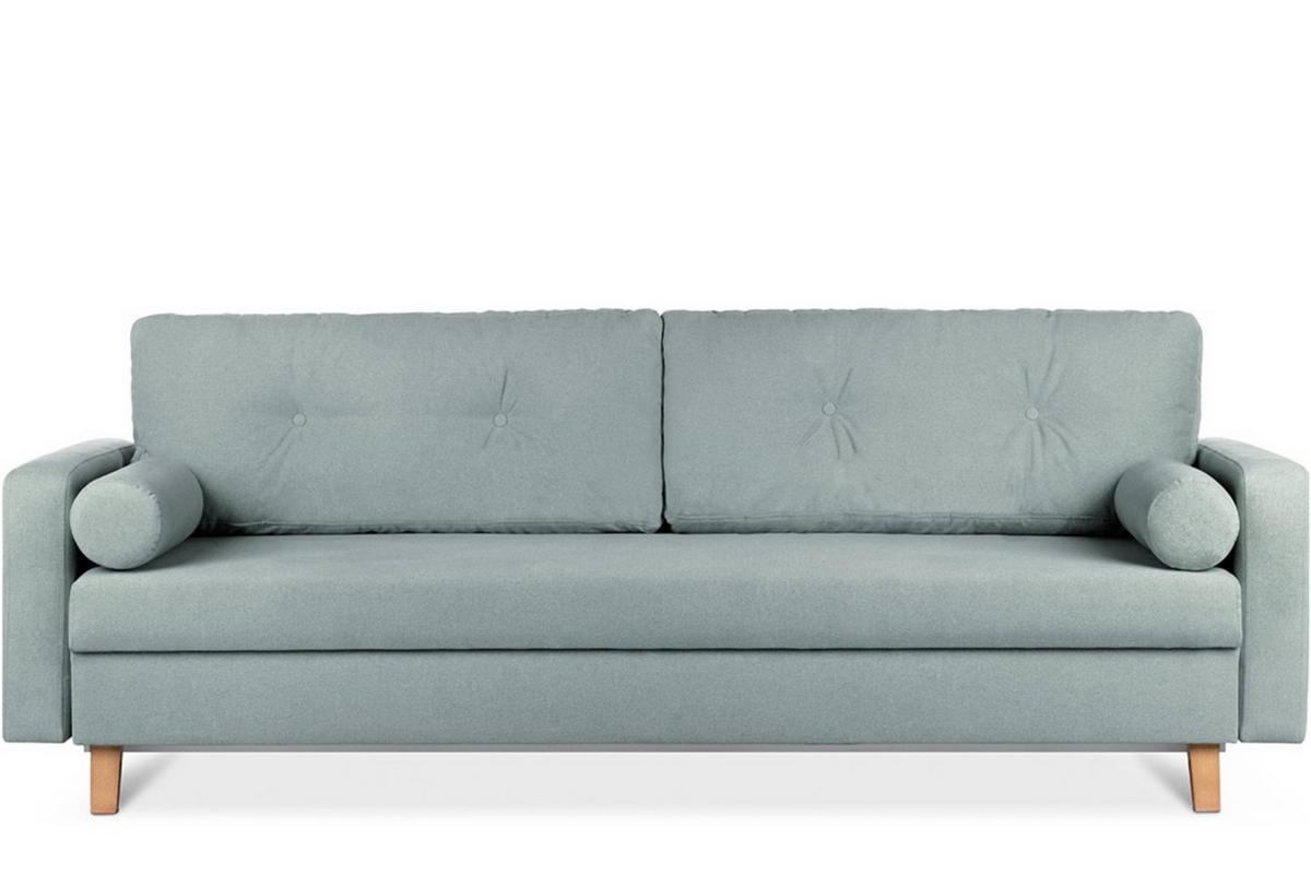 3-SITZER-SCHLAFSOFA ERISO mit weiche Sitzfläche und hohe Rückenlehne, Strukturstoff, mint - Braun/Mintgrün, Textil (220/80/100cm) - KONSIMO®